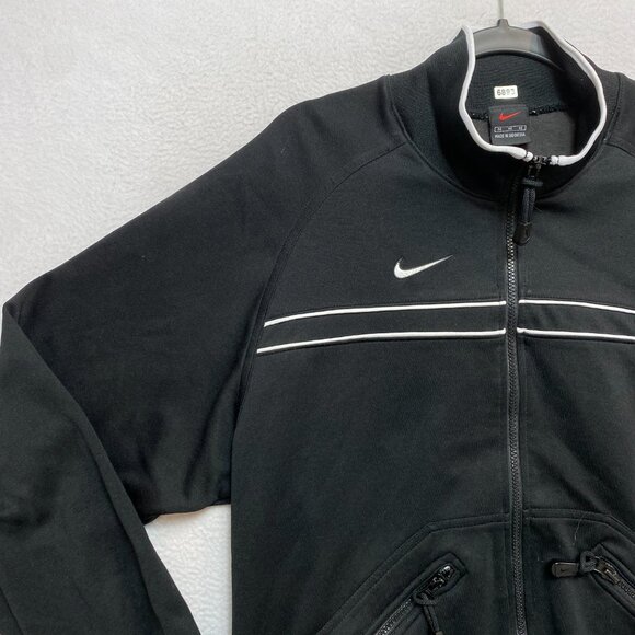 VINTAGE Nike Track Jacket Mens M Black NIKE TOWN Swoosh Full Zip Jacket 90s - Picture 5 of 11